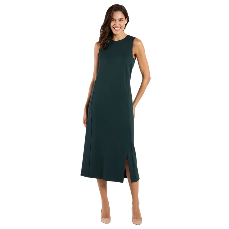 Darcy Ponte Midi Dress, Pine XS