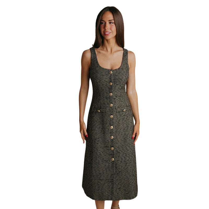 Maze Dress, Black & Gold XS