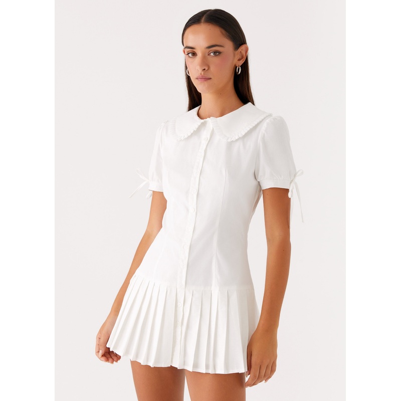 To Us Pleated Mini Dress – White White US 0