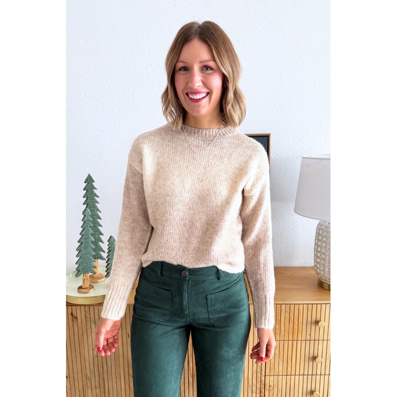 Gradient Crew Neck Sweater Small Oatmeal