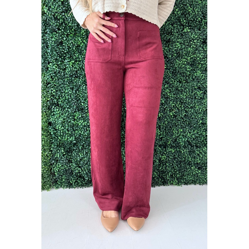 Suede Wide Leg Pant XS Dark Brown