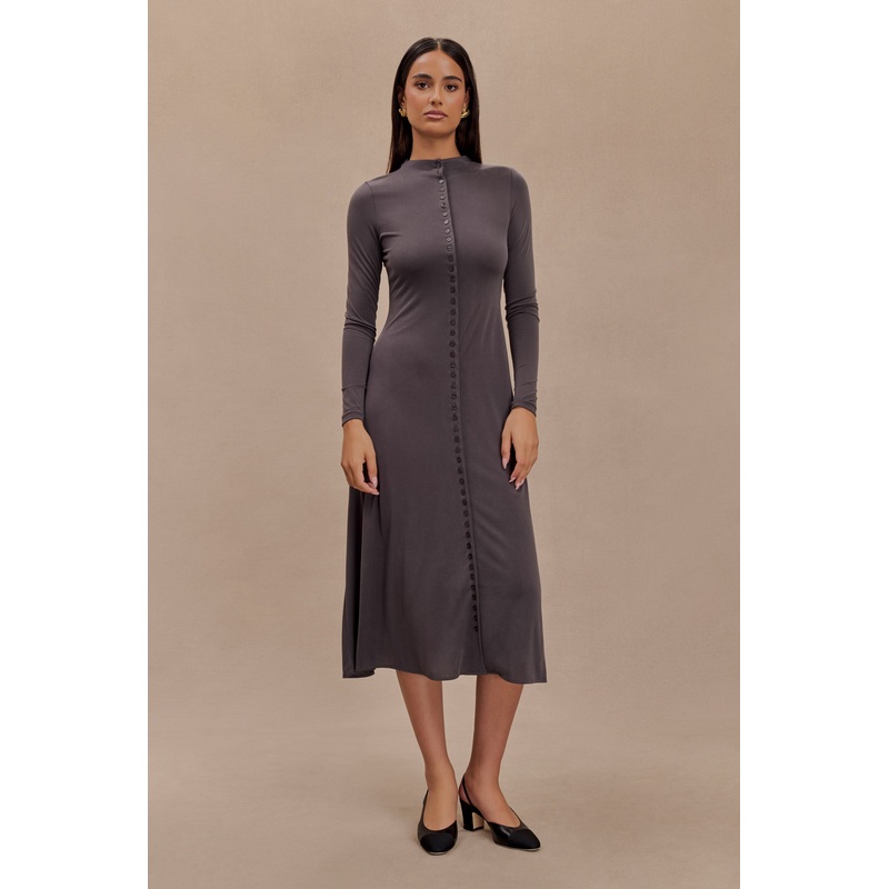 Anders Peached Jersey Midi Dress – Charcoal XXS