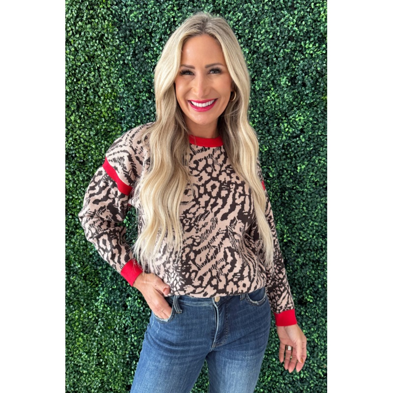 Contrast Ribbing Detail Open Back Sweater Small Taupe Brown