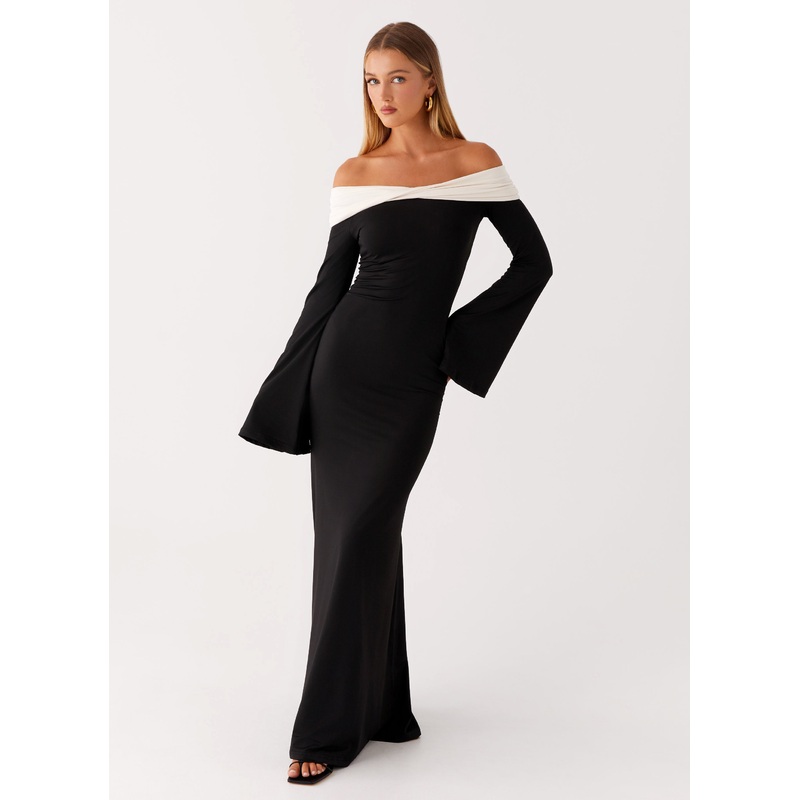 Hits Different Long Sleeve Maxi Dress – Black Black US 0