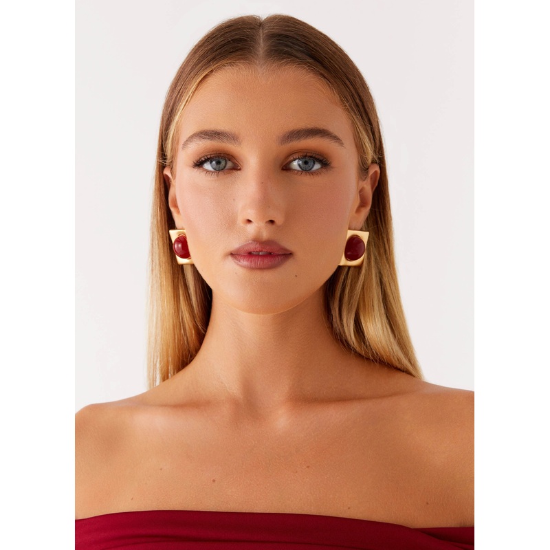 Romelle Earrings – Gold/Red Gold/Red One Size