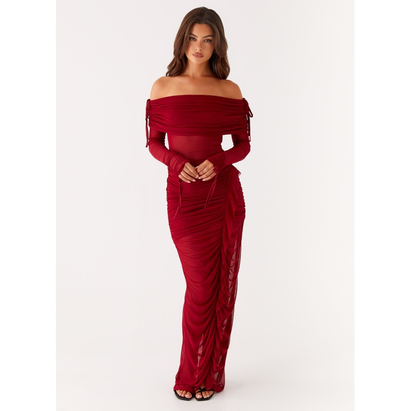 Teala Mesh Maxi Dress – Red Red US 0