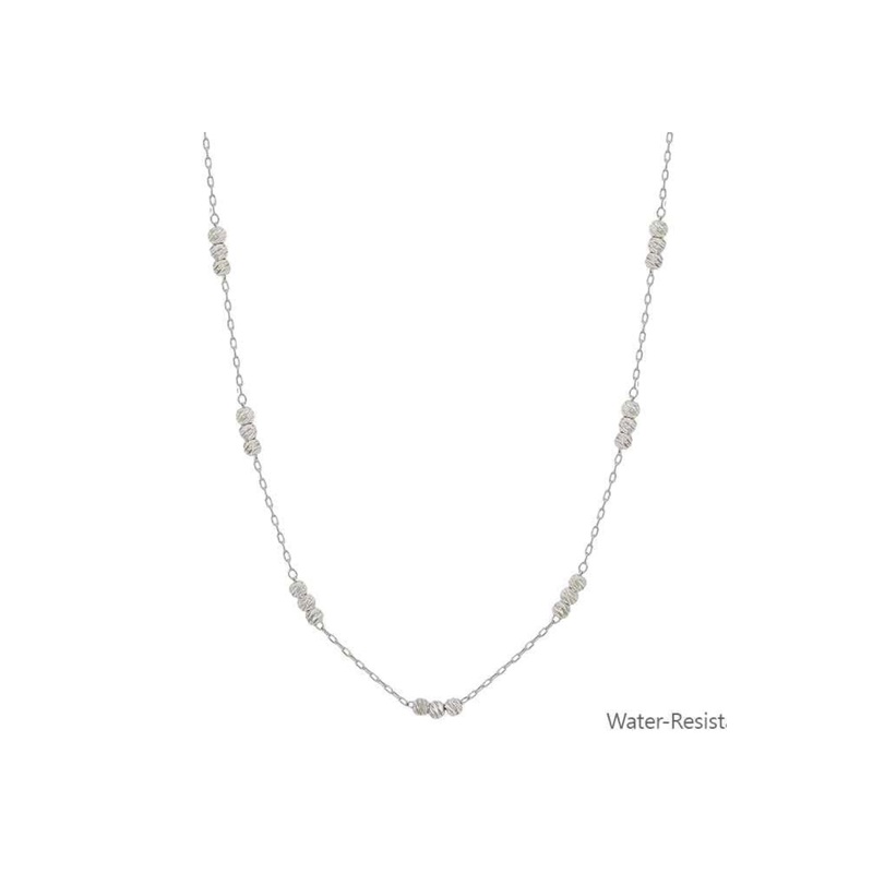 Water Resistant Three Beaded and Chain Necklace Gold