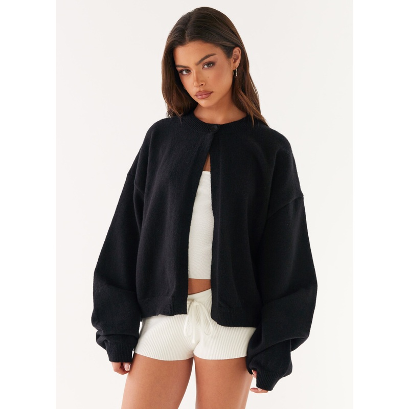 Annie One Button Cardigan – Black Black XS-S