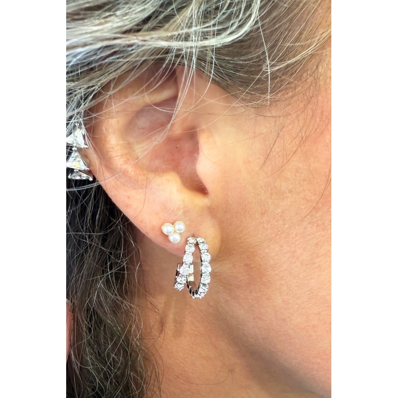 Crystal Rounded Double Hoop Gold