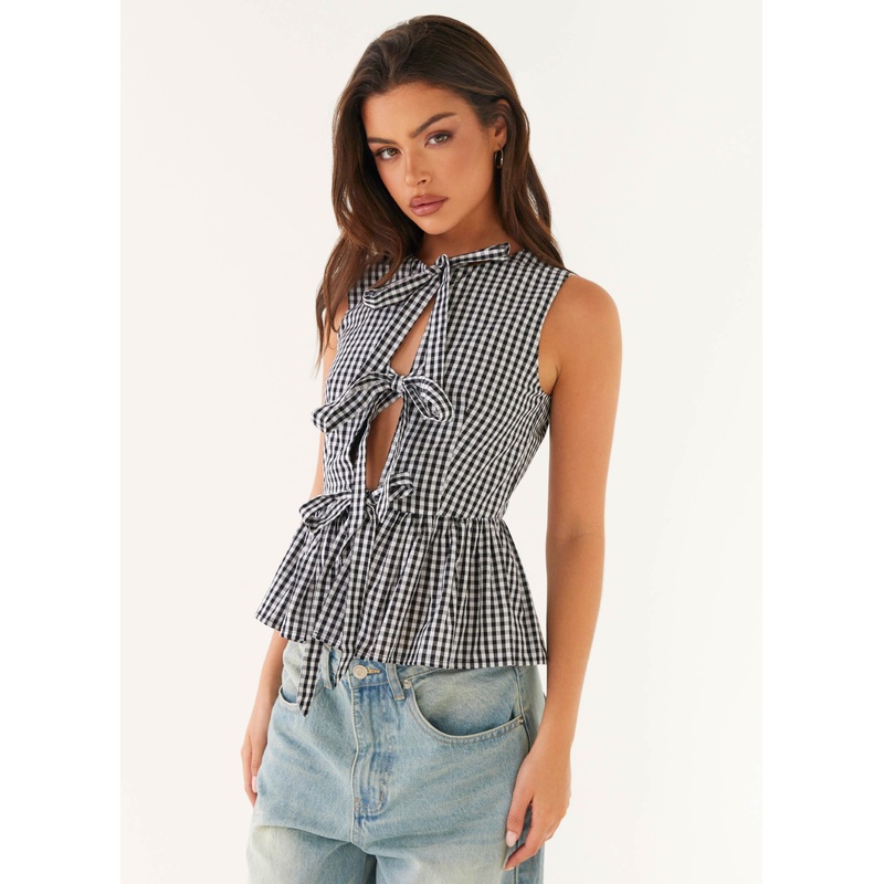 Cyrene Tie Top – Black Gingham Black Gingham US 0