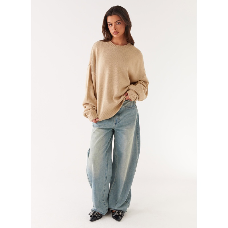 Emma Oversized Sweater – Beige Beige XS-S
