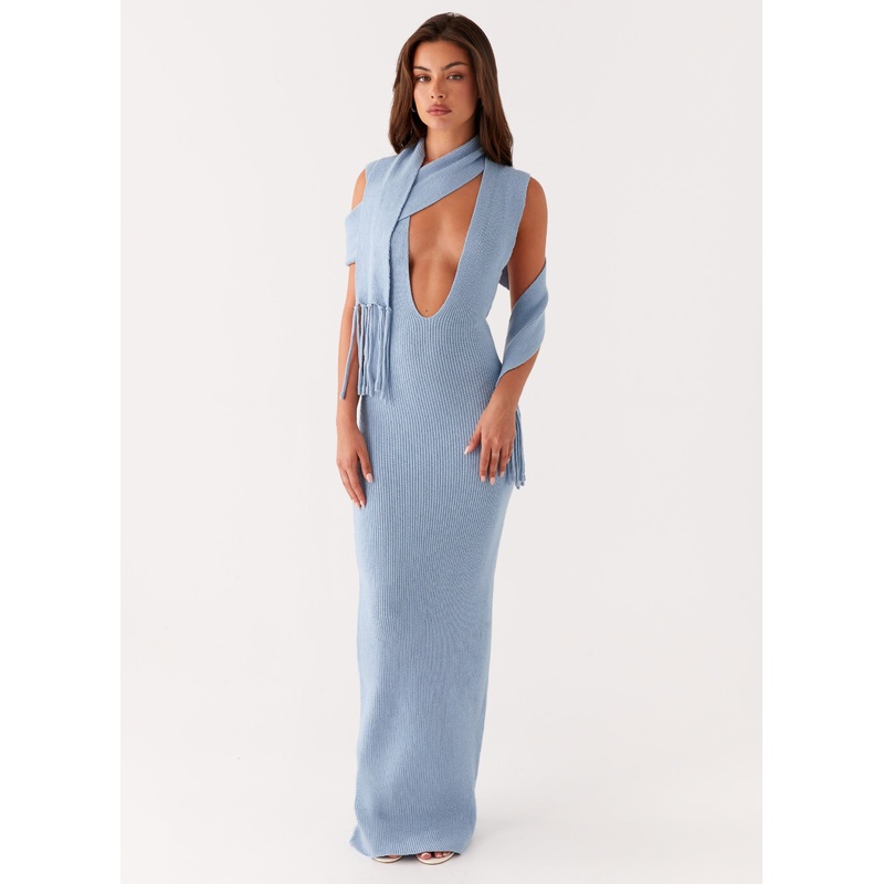 Raine Knit Maxi Dress – Blue Blue XS-S