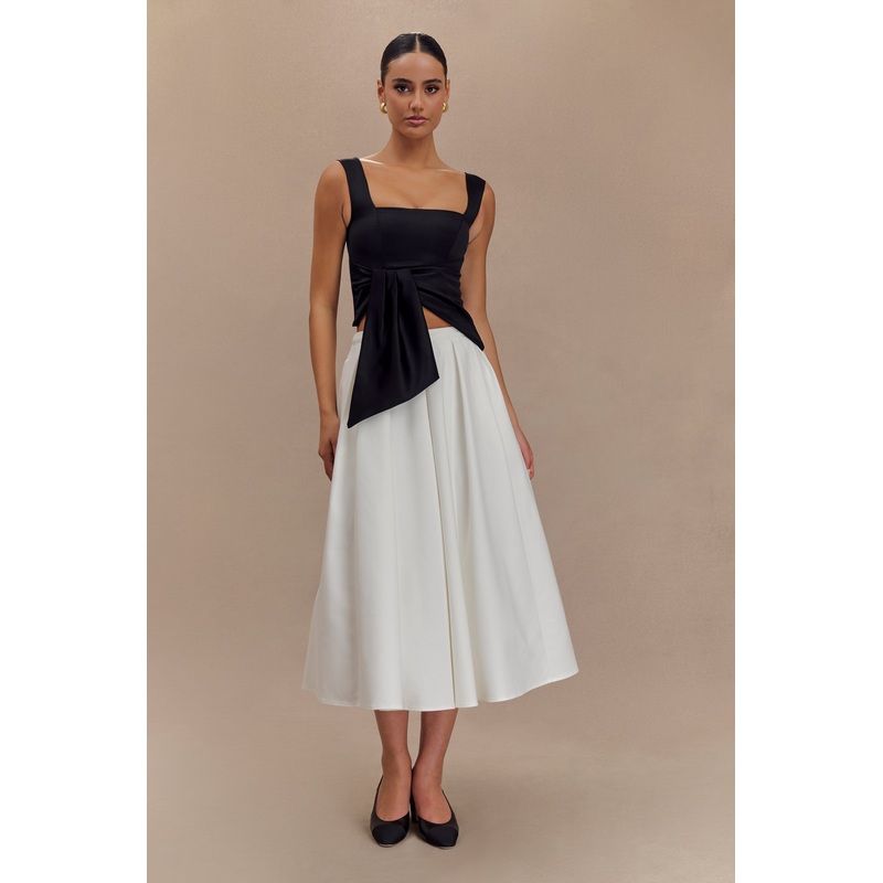 Bryony Satin Structured Sleeveless Top – Black XXS