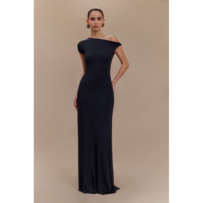 Tamsin Short Sleeve Modal Maxi Dress – Black XXS