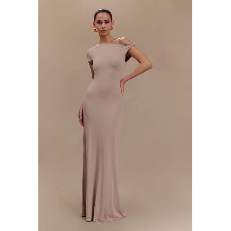 Tamsin Short Sleeve Modal Maxi Dress – Mushroom XXS