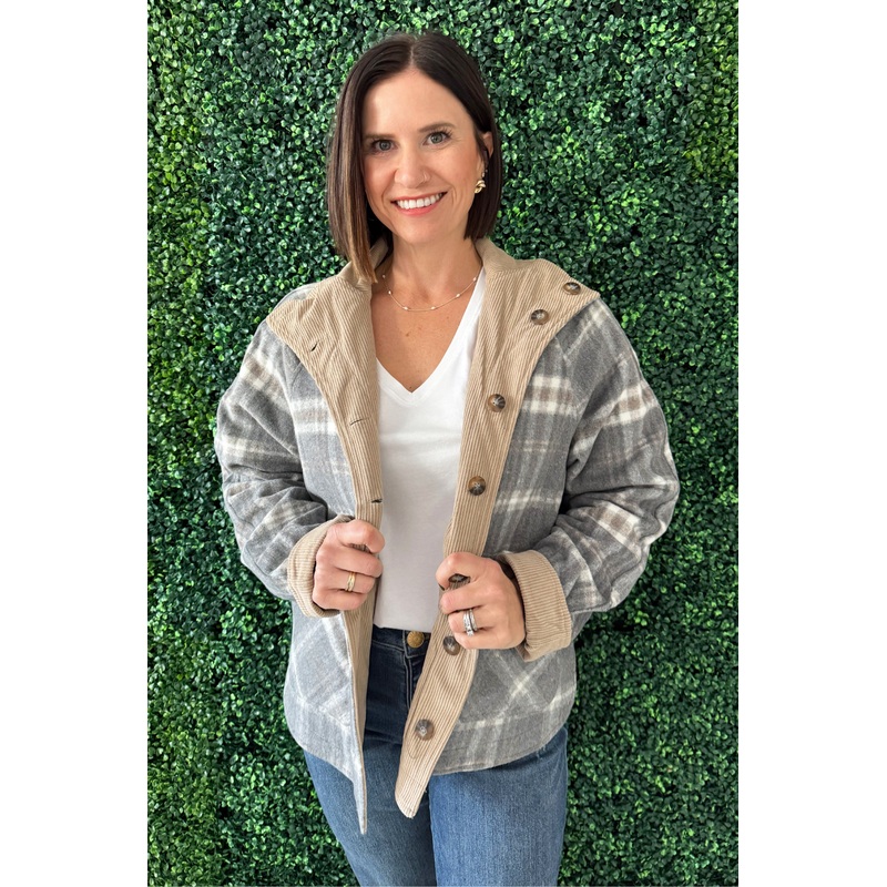 Reversible Jacqueline Jacket Small Grey Brown Combo