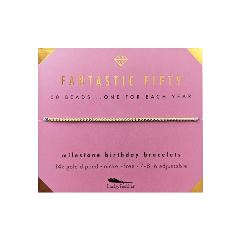 50th Milestone Birthday Bracelete Gold