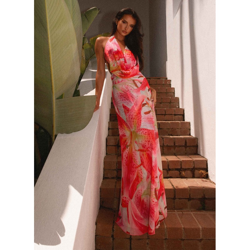 Elysia Mesh Maxi Dress – White Pink Lilly White Pink Lilly US 0