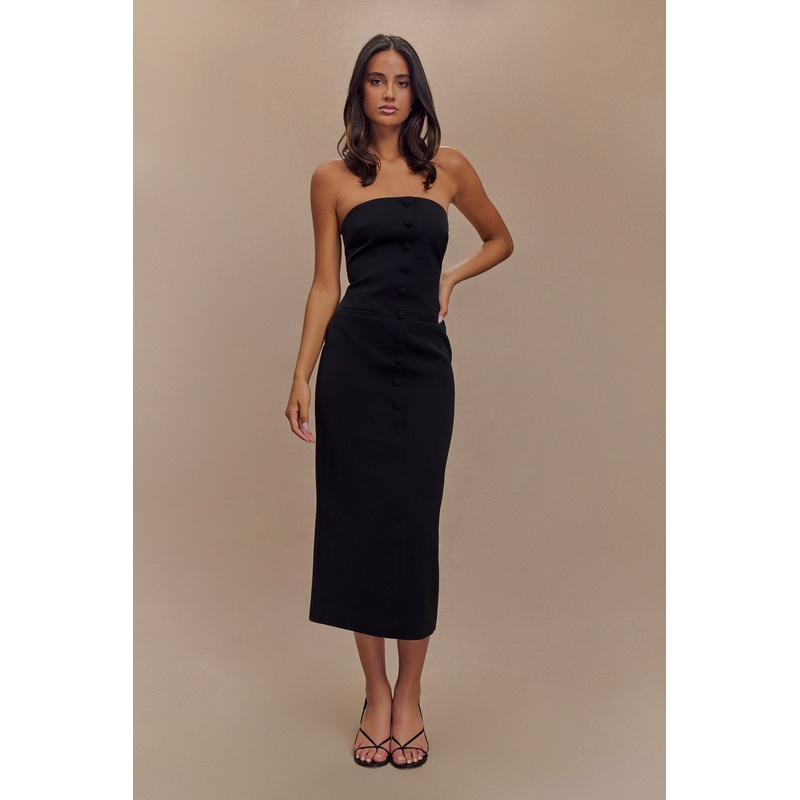 Sussan Strapless Midi Dress – Black XXS