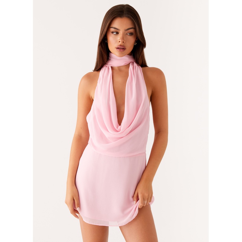 Chantal Backless Scarf Mini Dress – Pink Pink US 0