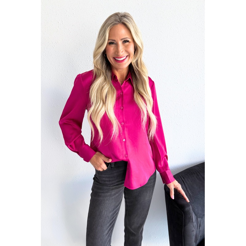 Long Sleeve Button Front Woven Shirt XS Dark Navy