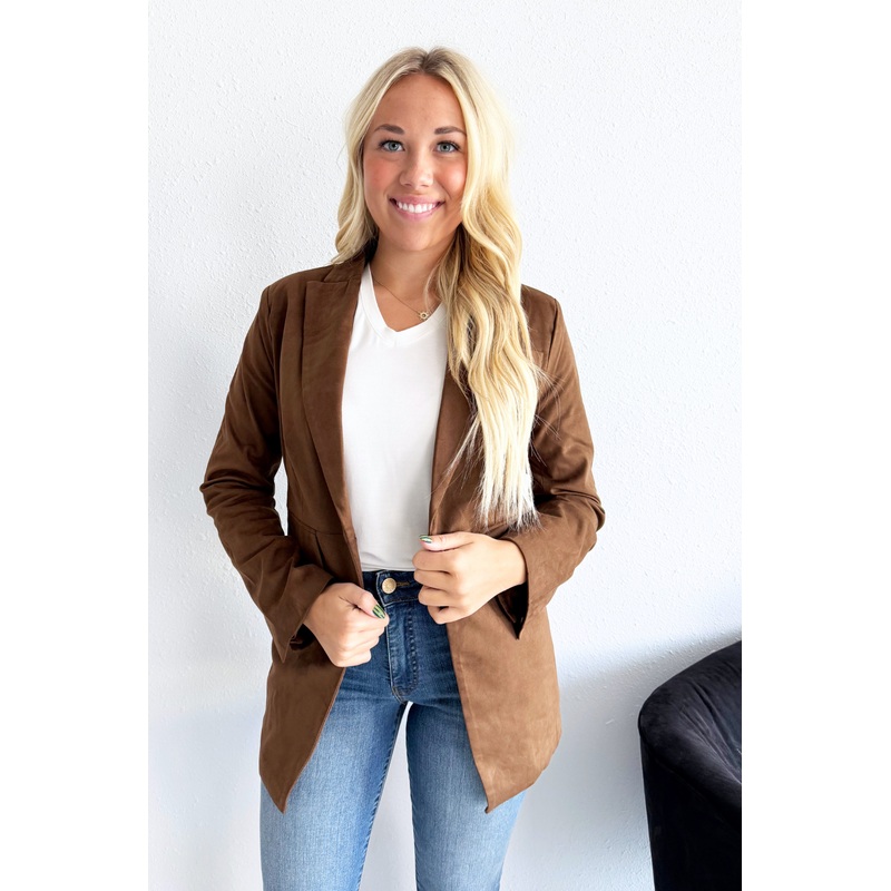 Suede Oversized Blazer XS Chocolate
