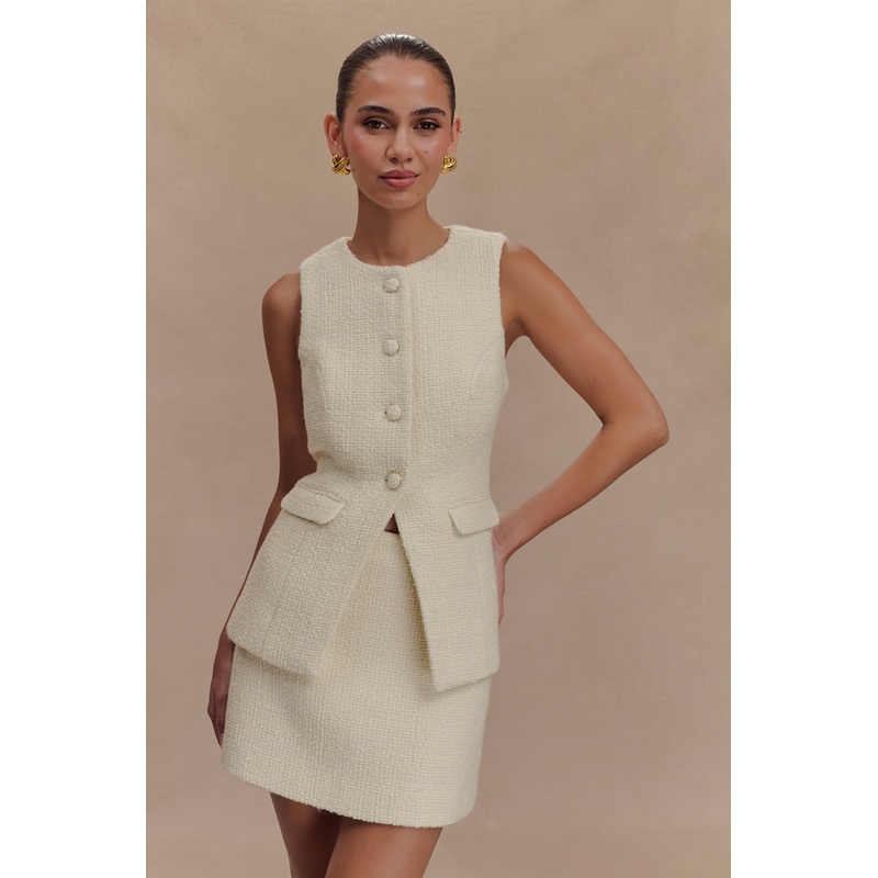 Camilla Boucle Sleeveless Vest – Ivory XXS