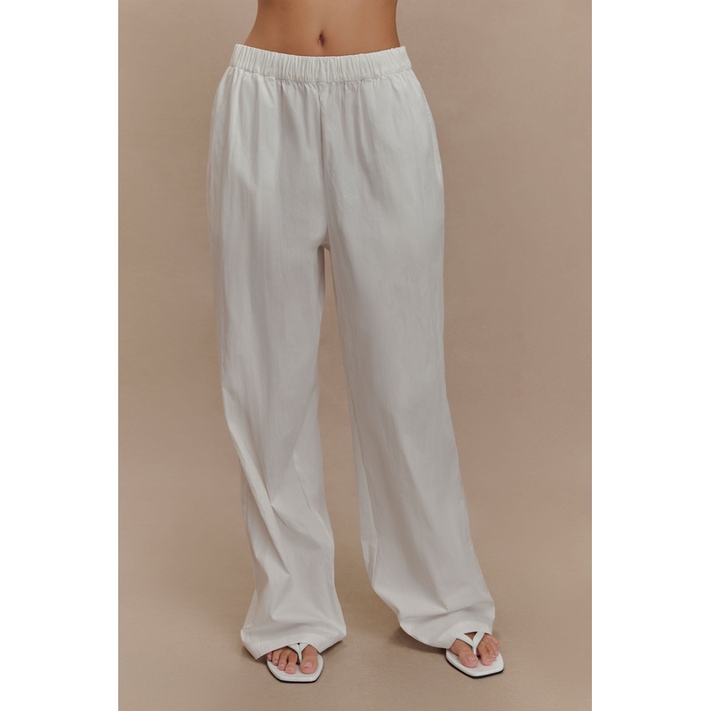 Campbell Cotton Wide Leg Pants – White XXS