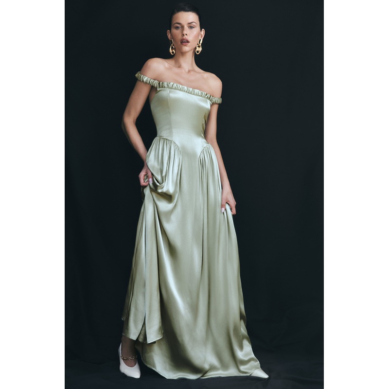 Coco Dropped Waist Maxi Dress – Sage XXS