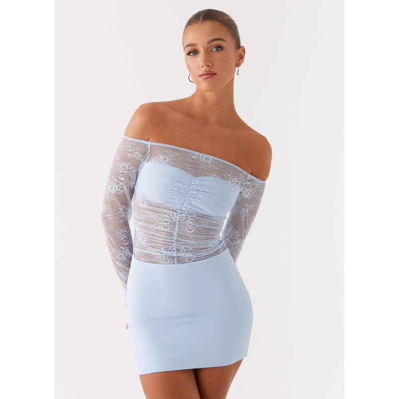 Collide Lace Mini Dress – Blue Blue US 0