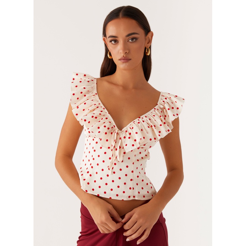 Regan Ruffle Top – Red Polka Dot Red Polka Dot US 0