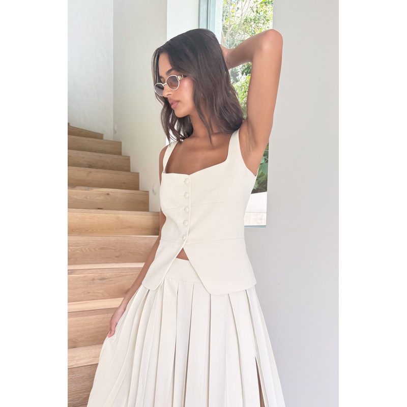 Sunny Suiting Peplum Top – Ivory XXS