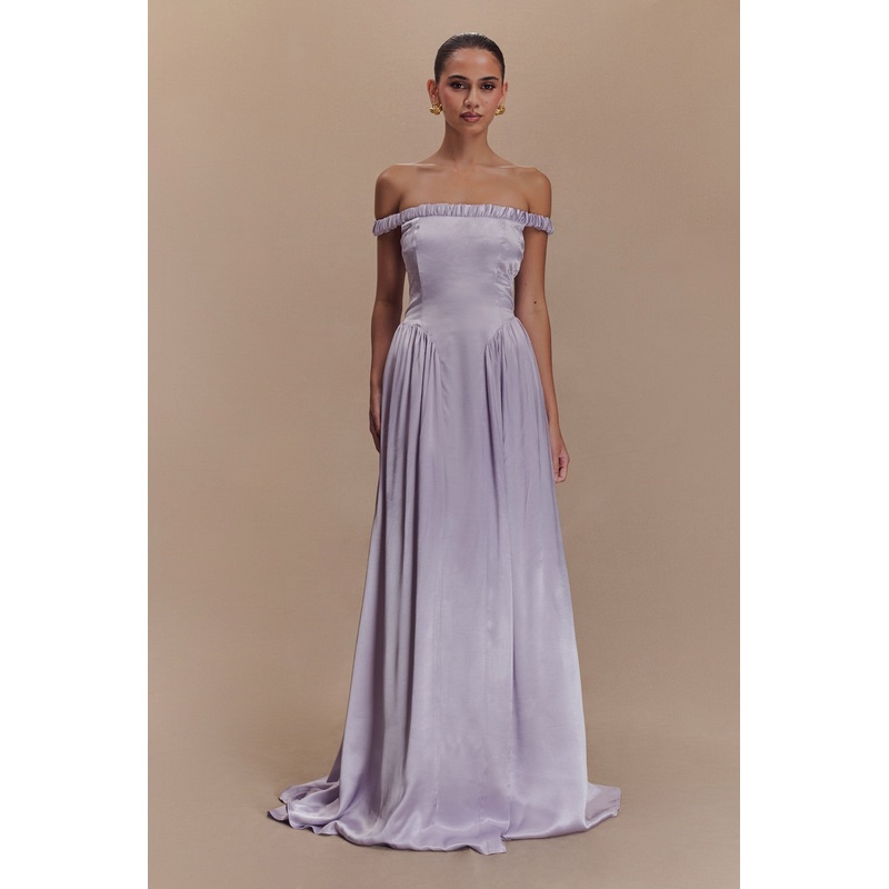 Coco Dropped Waist Maxi Dress – Lilac XXS