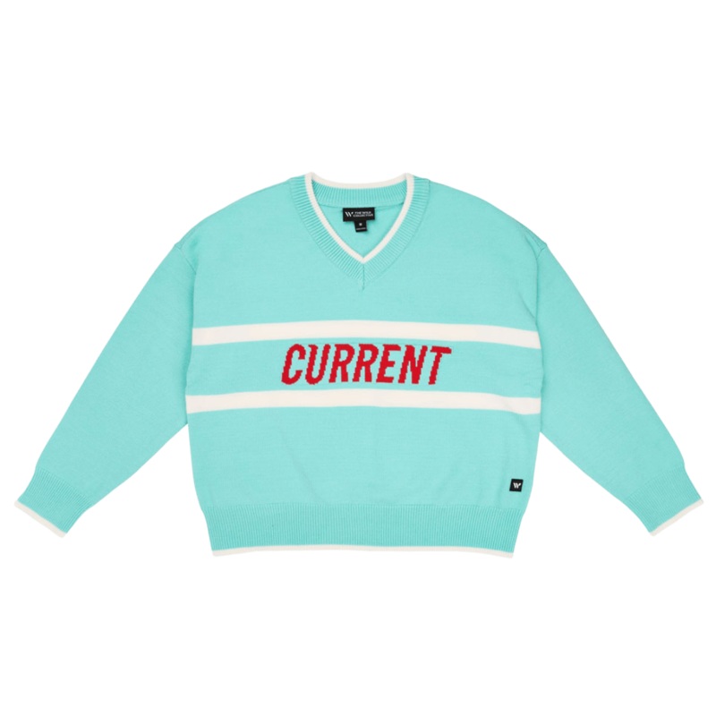 KC Current Women’s Stripe Current V-Neck Sweater Teal XS