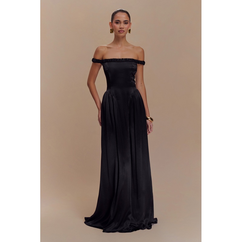 Coco Dropped Waist Maxi Dress – Black XXS