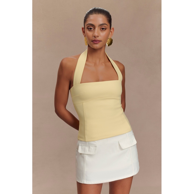 Amelita Suiting Halter Top – Pale Lemon XXS