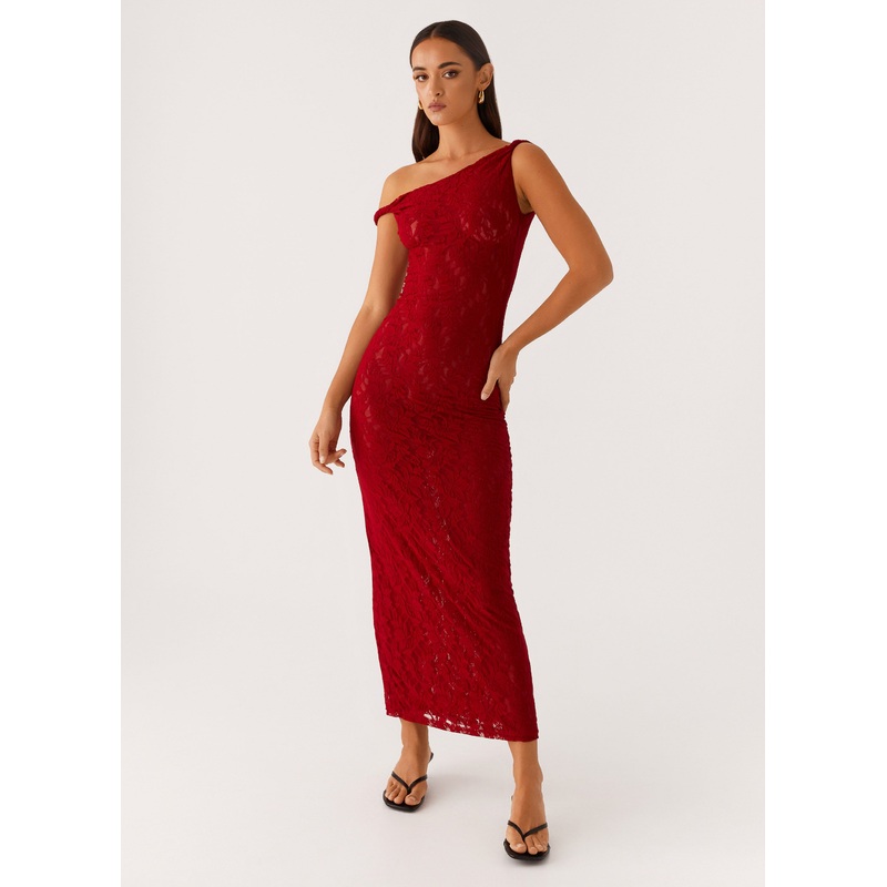Arabella Twist Shoulder Maxi Dress – Maroon Maroon US 0