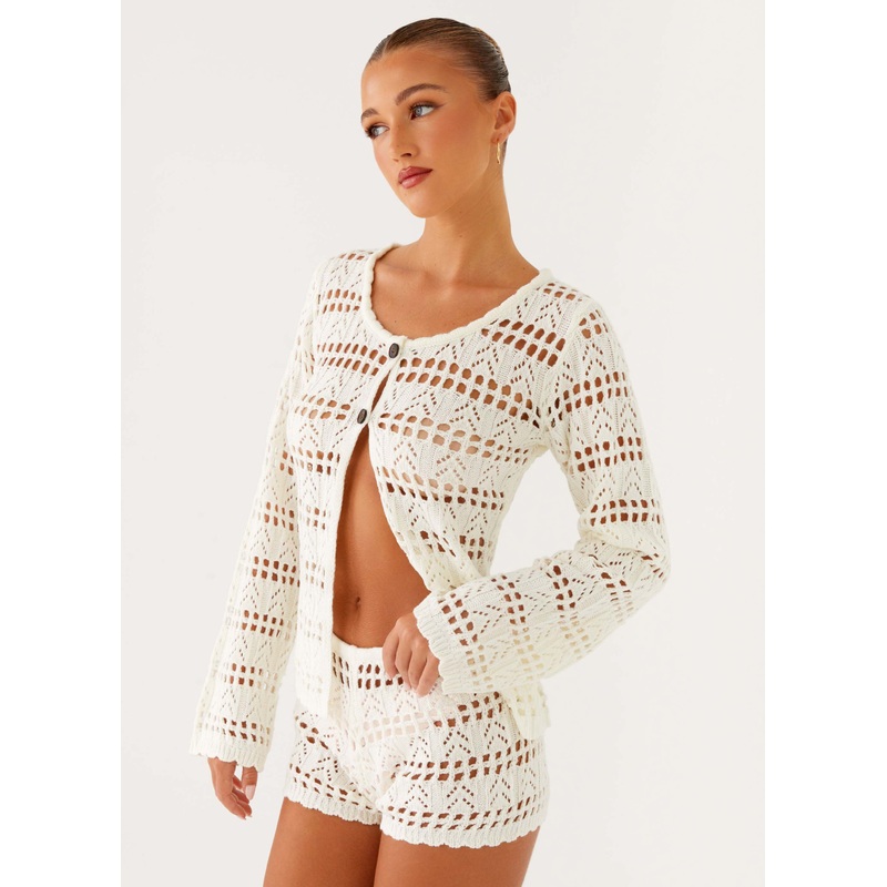 Baylock Crochet Long Sleeve Top – White White XXS-XS