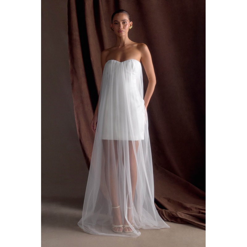 Bettany Chiffon Strapless Maxi Dress – White XXS