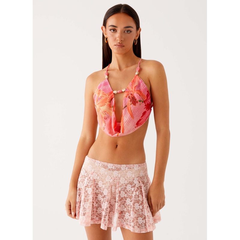 Bobbi Cowl Neck Top – Tropical Pink Print Tropical Pink Print US 0