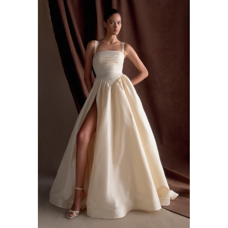 Carla Ruched Gown – Cream Ivory XXS