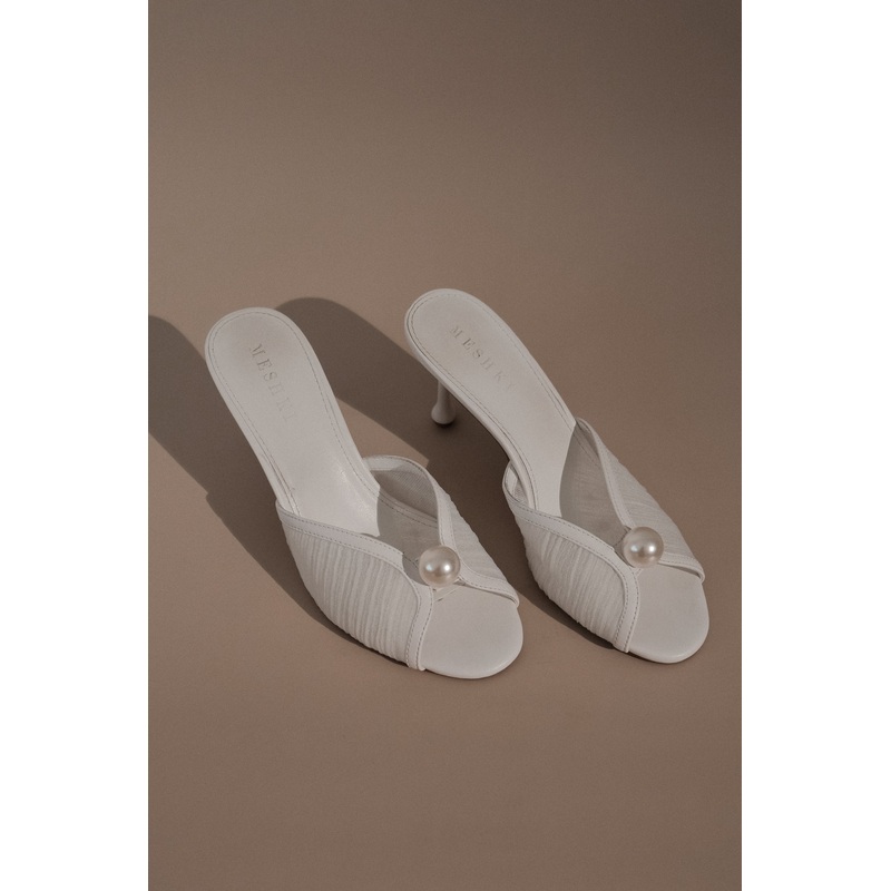 Reena Pearl Mesh Mule – Ivory 35