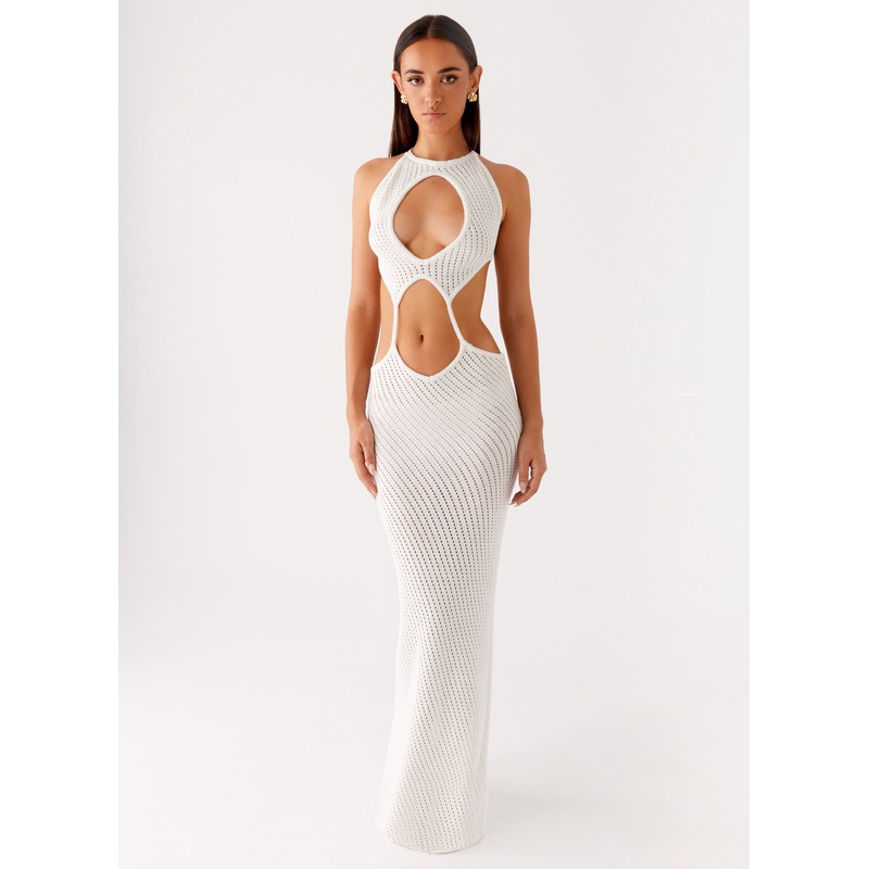 Caicos Crochet Maxi Dress – White White XXS-XS