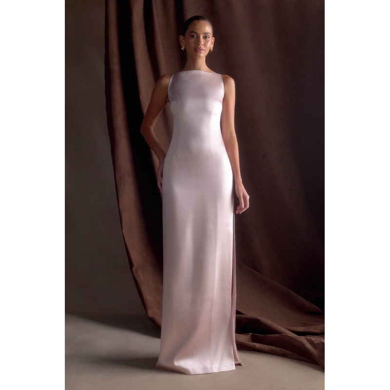 Violet Sleeveless Satin Maxi Dress – Soft Pink XXS