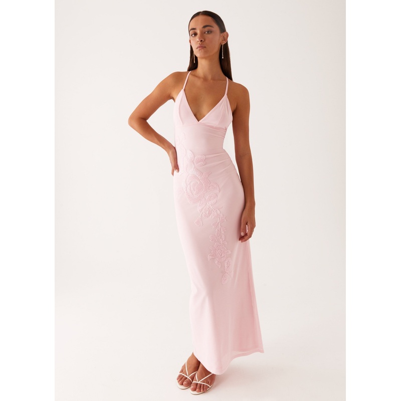 Beki Beaded Mesh Maxi Dress – Pink Pink US 0