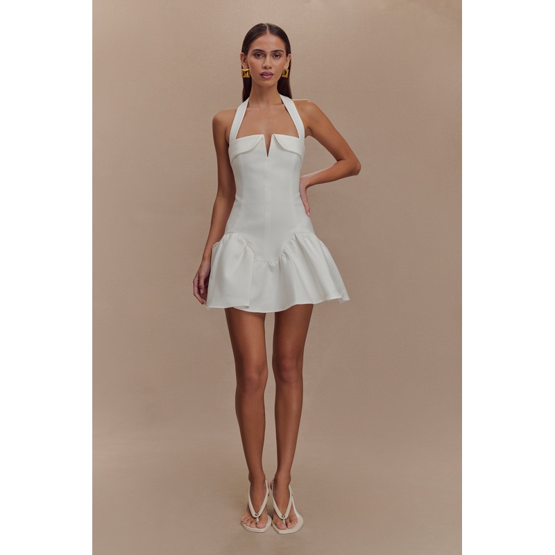 Calipso Halter Mini Dress – White XXS