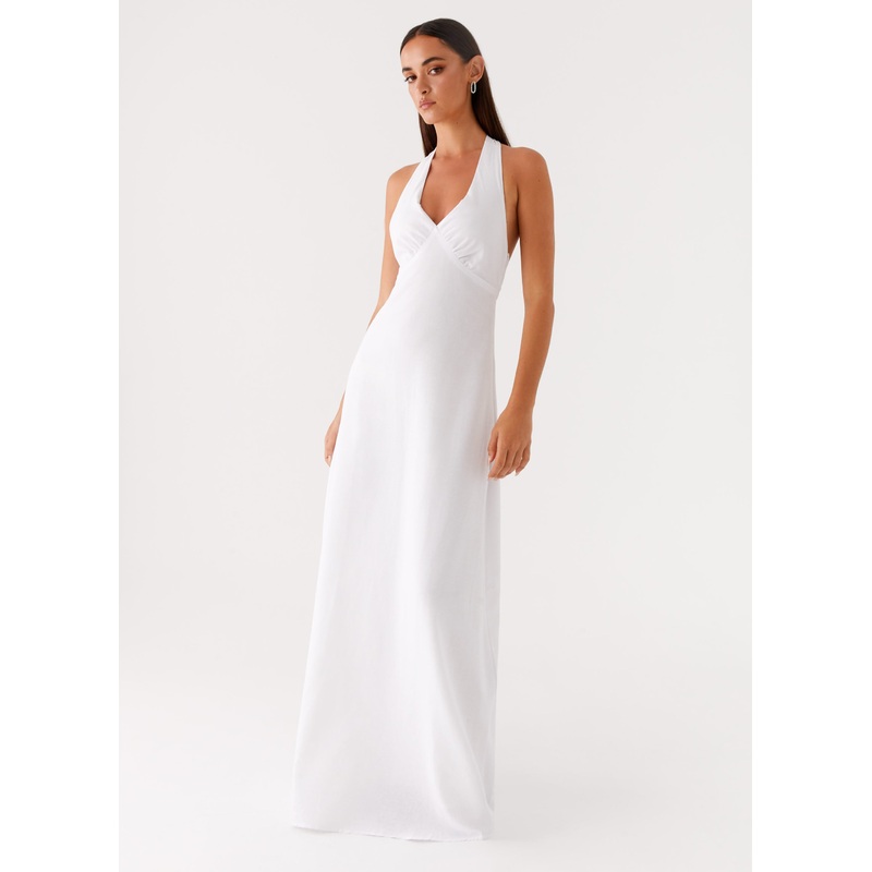 Heavy Hearted Linen Maxi Dress – White White US 0