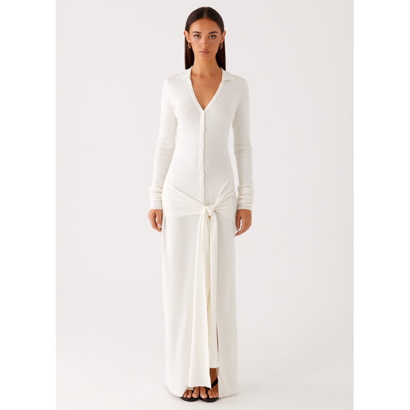 Sabetha Knit Maxi Dress – White White XXS-XS