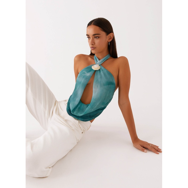 Zola Cowl Neck Shell Top – Green Tie Dye Green Tie Dye US 0