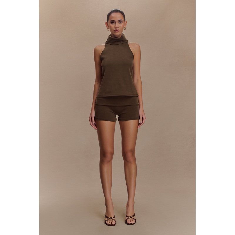 Birdie Fold Over Shorts – Chocolate XXS